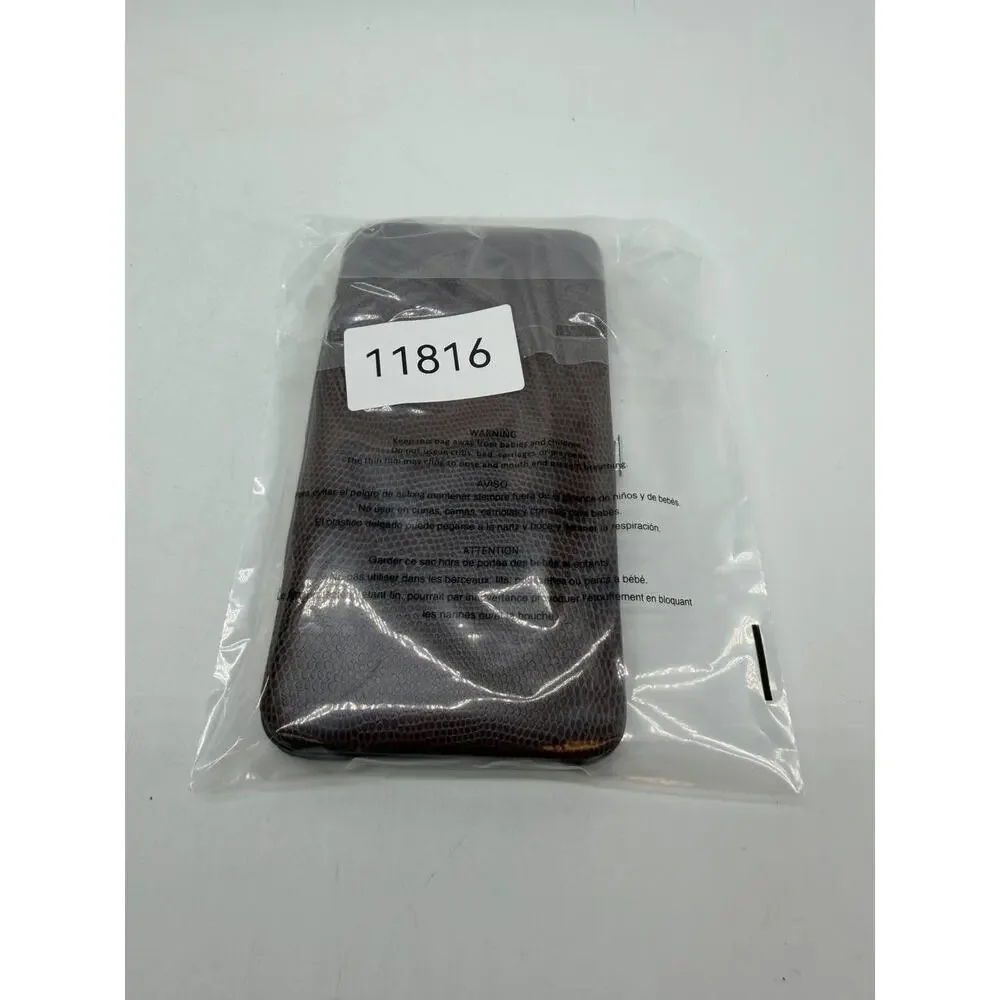 Chicastic Brown Faux Lizard Skin Hard Case Clutch Wallet Card Slots ID Window